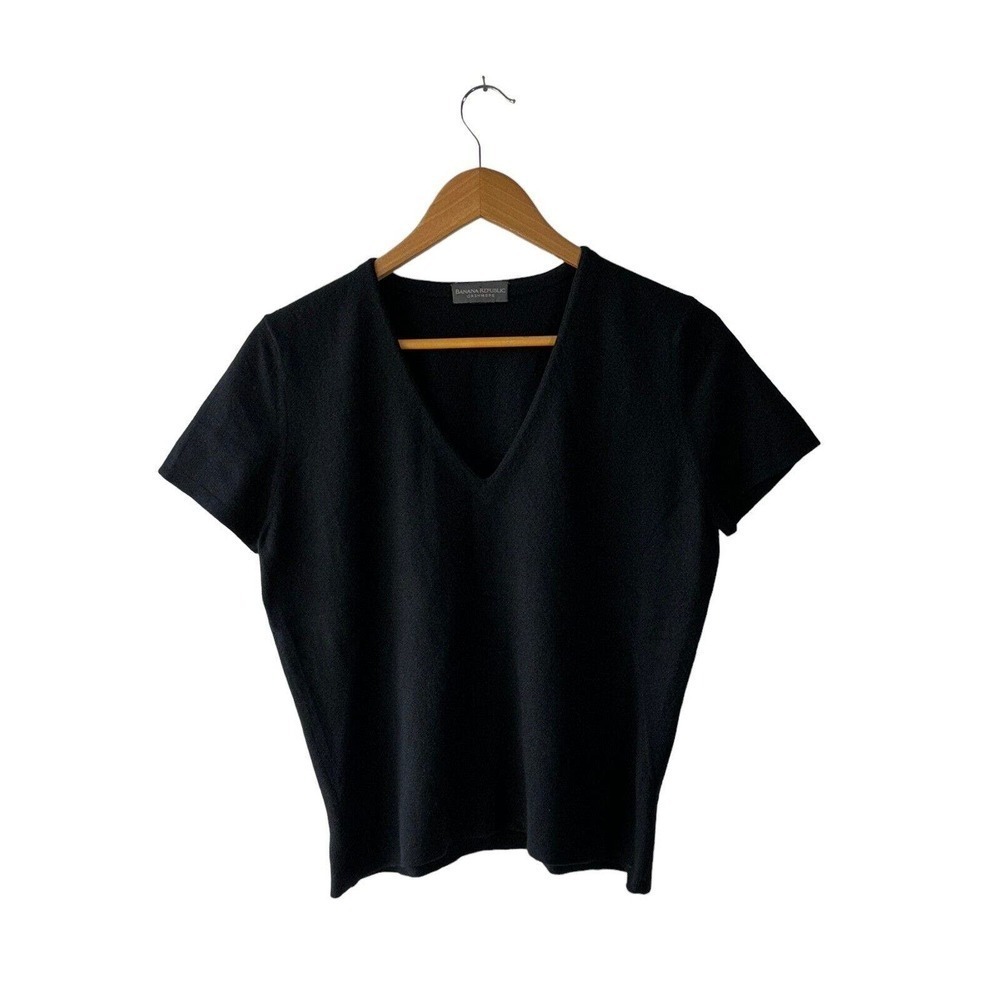Banana Republic Size M (Bust: 38 inches) Black Short Sleeve Cashmere Sweater